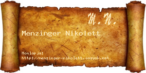 Menzinger Nikolett névjegykártya